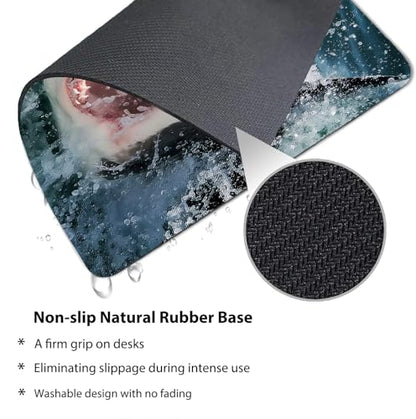 Shark Mouse Pad, Wild Animal in The Sea Attacking Scary Print Mat for Desk - color: Cute Colorful Art Rec31