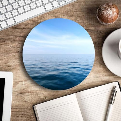 Round Mouse Pad Blue Ocean, Personalized Premium-Textured Custom Mouse Mat Design, Washable Mousepad Non-Slip Rubber Base Computer Mouse Pads for Wireless Mouse 7.9×7.9×0.12 inches - color: Blue Ocean