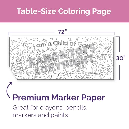 KangaToys Large Coloring Poster Ages 4 and Up I Am a Child of God Giant 30 x 72 Inch Rolled Perfect for Parties and Group Activities - color: I am a Child of God