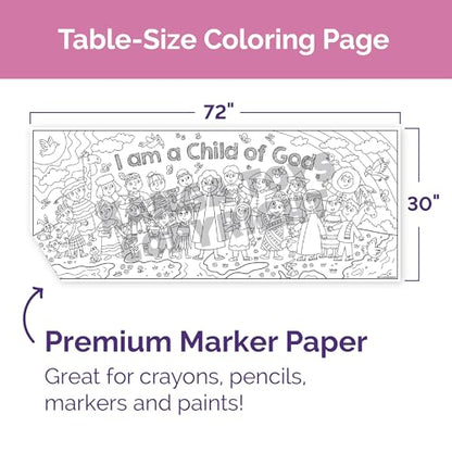 KangaToys Large Coloring Poster Ages 4 and Up I Am a Child of God Giant 30 x 72 Inch Rolled Perfect for Parties and Group Activities - color: I am a Child of God