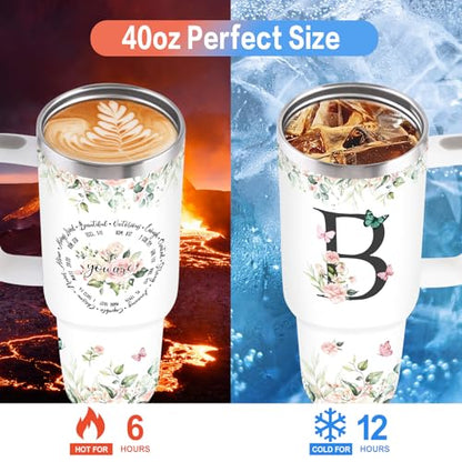 Christian Gifts for Women, Christian Tumbler 40oz - style: Initial B cup