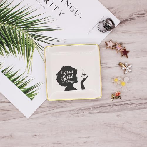Black Girl Magic Ceramic Jewelry Tray Ring Holder Dish,Black Girl Gifts - style: Black girl magic