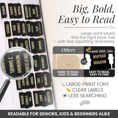 90 Christian Bible Tabs for Women, Men, and Kids - Black Version - color: Black