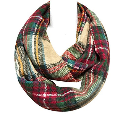 Wrapables Thick Knitted Winter Warm Infinity Scarf - color: Red and Green