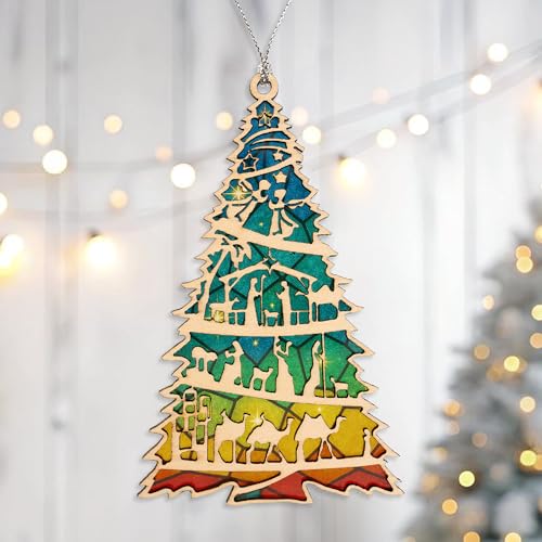 Nativity Ornaments, Religious Christmas Ornaments, Nativity Scene Ornaments - color: Nativitytree