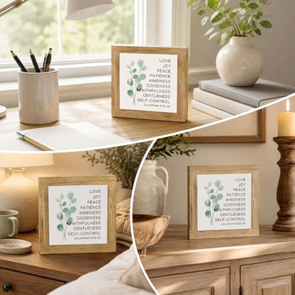 Home Wooden Sign, Fruit Of The Spirit Galatians 5:22-23, Christian Tabletop Decor, Living Room Shelf Accent, Housewarming Gift, Holiday Gift, 5.9 x 5.9 in - color: Religion Sign 03
