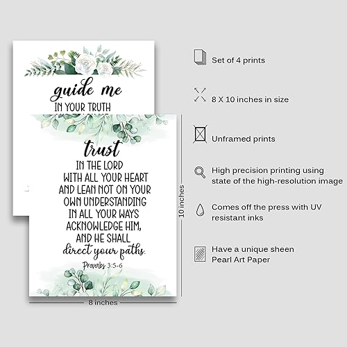 MTL HOE Scripture Wall Art Christian Wall art Poster- Eucalyptus Bible Verse Wall Art Set of 6 (8x10) Christian Wall Decor - Positive Quotes Bible Scripture Wall Art, Christian Art Prints Wall Decor