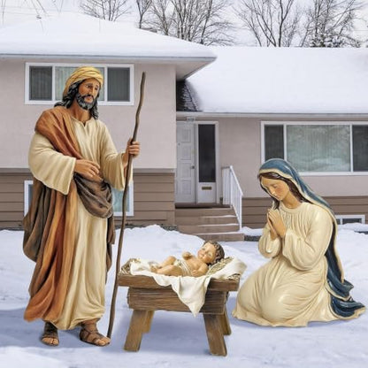 MorningRo 3 Pcs Large Metal Christmas Outdoor Nativity Scene Set (Retro) - size: 60''H