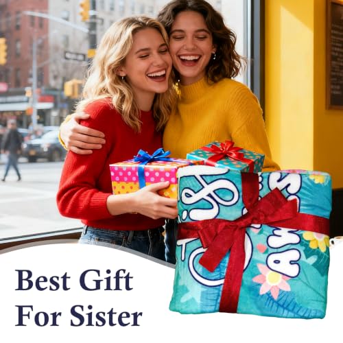 Sister Gifts Blanket, Sister Birthday Gifts Ideas 60"X50" - color: Green-sister