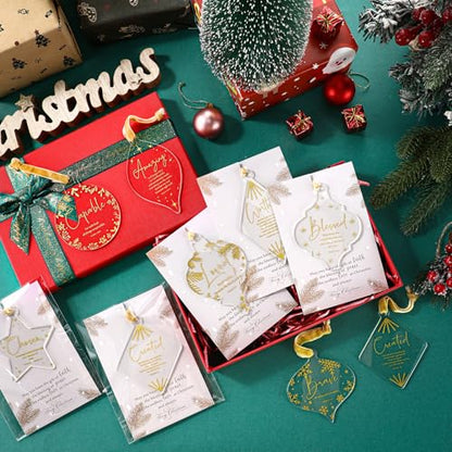 Kasyat 10 Sets Christian Tree Ornaments Bulk Clear with Cards, Casual - style: Casual