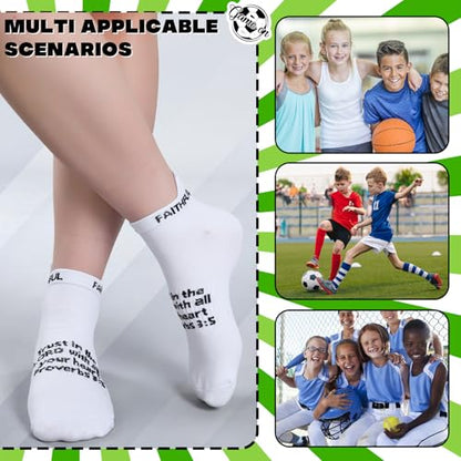 Janmercy 6 Pairs Christian Ankle Socks Fit Us Size 6-13 - color: White