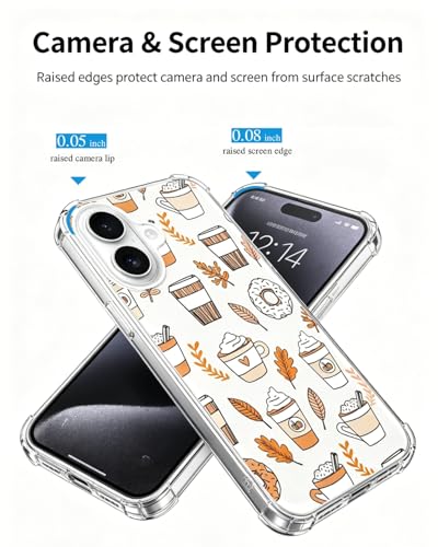 Cozy Fall Vibe Phone Case Compatible with iPhone 17, Autumn Leaves Coffee Phone Cover for iPhone 17 - color: Fall Vibe