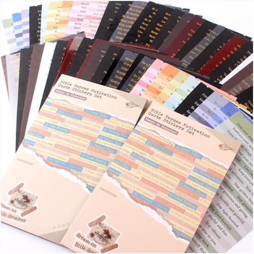 48 Sheets Quote Words and Sayings with Bible Verses Journaling Stickers Books for Junk Journal Supplies, 1692Pcs Gold Foil Transparent PET Stickers for Scrapbooking, Bujo, Card Making - color: 2 Pack Quote Words Bible Sticker Books