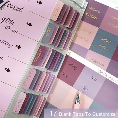 Vorscrin-Laminated Bible Tabs for Women and Men, Gold Foil Lettering Design, Reposition and Large Print Stickers, Bible Study Supplies, 90 Chapters Labels for Easy Navigation(Spanish Dusty Rose) - color: Spanish Dusty Rose