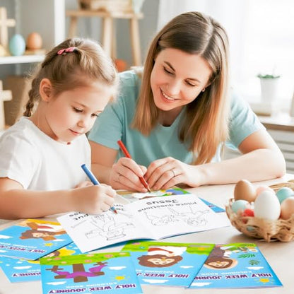 Bulk Easter Coloring Books,24Pcs Holy Week Journey Drawing Booklet for Kids - style: Easter Religious