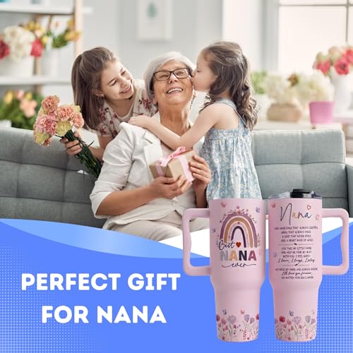 Gifts for Nana, Nana Birthday Gift Tumbler 40oz with Handle and Straw, Nanas Gifts for Birthday, Christmas, Retirement from Grandkids or Family, Nana's Tumbler - color: Best Nana