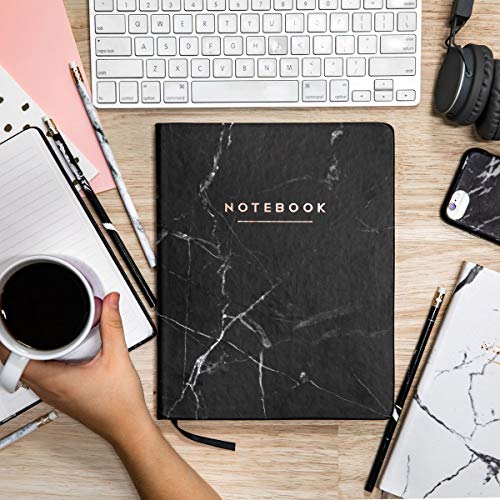 WORLD TRAVELER Large Lined Journal Notebook 256 Ruled White & Ivory Pages - color: Black Marble