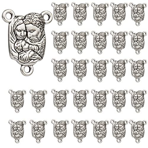 COTTVOTT St Benedict,Our Lady of Guadalupe Medal for DIY Jewelry Making,Virgin Mary Christ Jesus Rosary Center Connection Part - color: 30pcs-Holy Family Medal