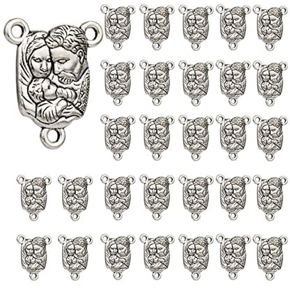 COTTVOTT St Benedict,Our Lady of Guadalupe Medal for DIY Jewelry Making,Virgin Mary Christ Jesus Rosary Center Connection Part - color: 30pcs-Holy Family Medal