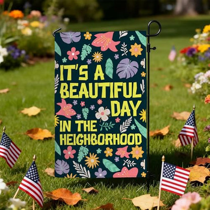 Beautiful Day Garden Flag Double Sided Retro Flower Farmhouse12x18in - color: Blue Beautiful Day