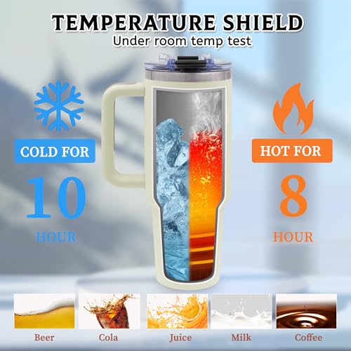 Rodeo Gifts for Women, 40oz Cowgirl Western Tumbler with Handle - color: Cowboy-Beige