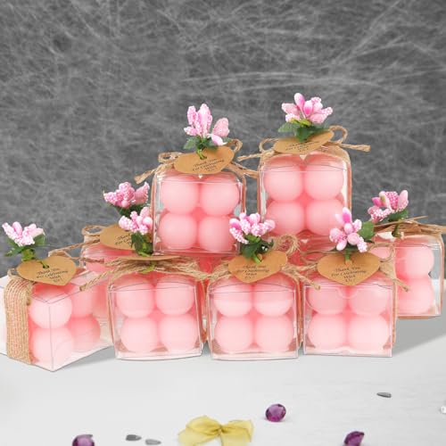 MTLEE 30 Sets Mini Bubble Candles Party Favors DIY Gift Set,Pink - color: Pink