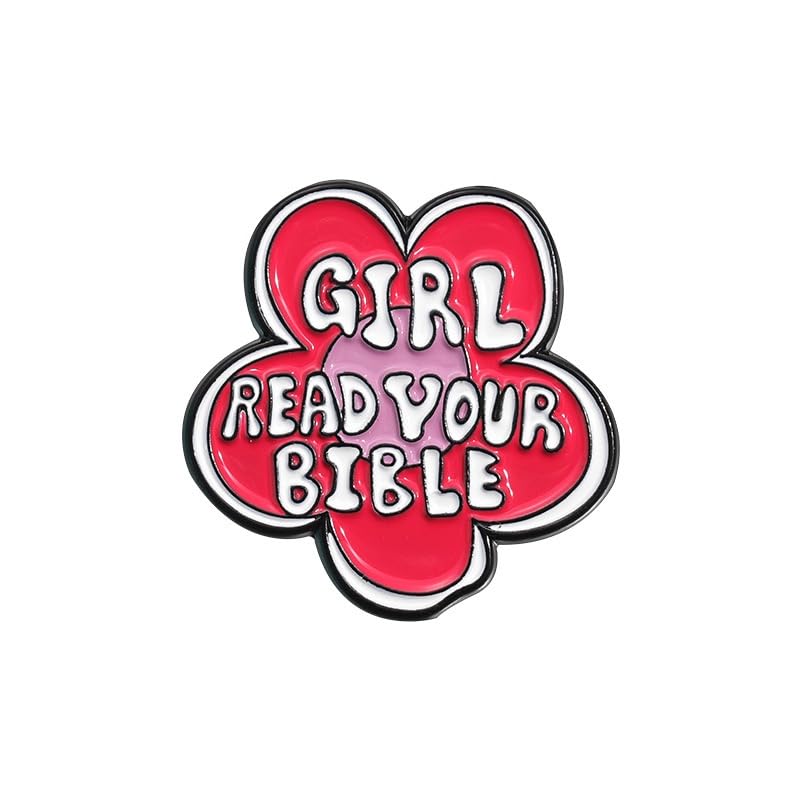 Girl Read Your Bible Enamel Pin, Christian Inspirational Metal badge Brooch for Women