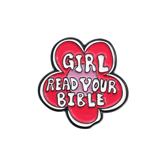 Girl Read Your Bible Enamel Pin, Christian Inspirational Metal badge Brooch for Women