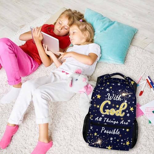 Kids Backpack School Backpacks for Girls Boys, Christian Bookbag Gift for Children Kindergarten Primary Elementary Middle - color: Black