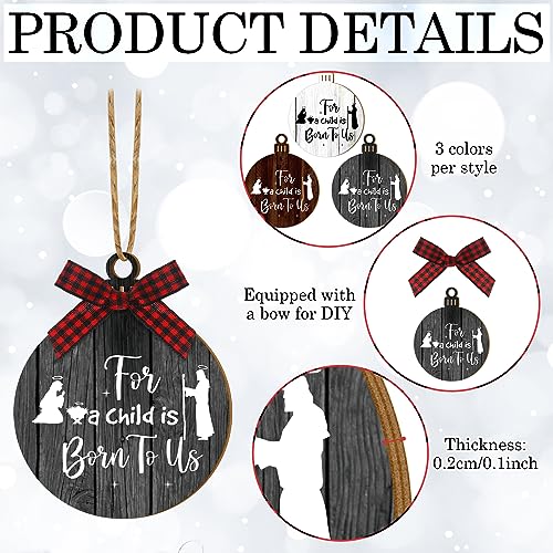 Soaoo 36 Pcs Christmas Nativity Ornaments, Winter Wood Tree Decor, Fresh - style: Fresh