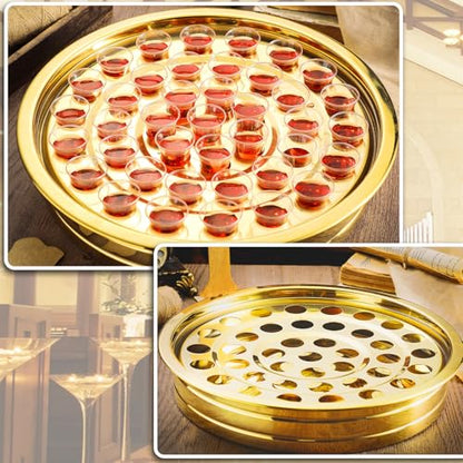 Jingmore Communion Ware 3 Holy Wine Serving Trays with 1 Cover, Gold - color: Gold
