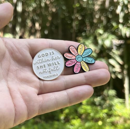 2pcs Inspiration Enamel Pins Christian Badge Flower Brooch Gift for Women