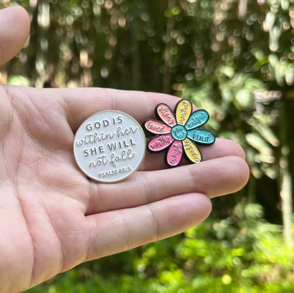 2pcs Inspiration Enamel Pins Christian Badge Flower Brooch Gift for Women