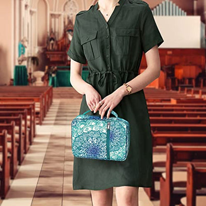 FINPAC Bible Cover, Carrying Book Case Bible Bag with Handle - color: Emerald Illusions
