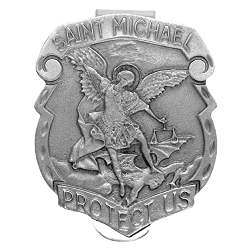 True Faith Jewelry Pewter Shield St Michael Car Visor Clip, Archangel Patron Saint Gifts for Men and Women, Fine Pewter (92% Tin), 1-3/8 x 1-1/2 Inch - size: St. Michael (Shield) 1