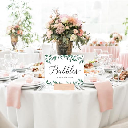 Andaz Press Wedding Party Signs, Natural Greenery Green Leaves, 8.5x11-inch, Bubbles Please Take One Sign, 1-Pack - color: Activities Bubbles