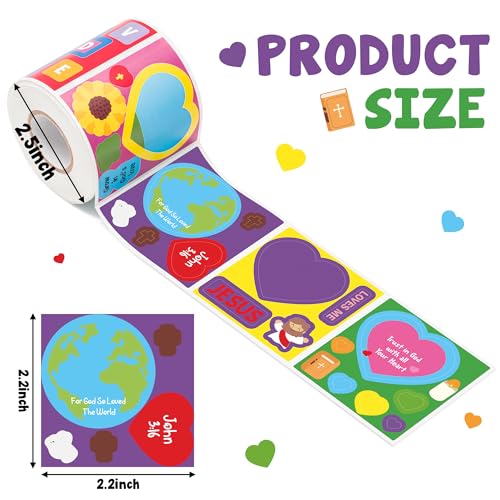 Haooryx Religious DIY Stickers Roll - 300 Pcs Religious DIY Valentine’s Day Waterproof Vinyl Reusable Laptop Stickers Coloring Book Scrapbook Water Bottle Page Activity Pad Party Favors Skateboard - style: Religious Valentine’s Day 1Roll