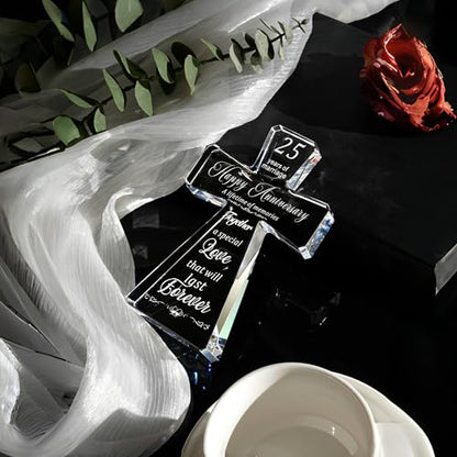 JOASURA 25th Wedding Anniversary Crystal Cross Gifts for Couple - style: 25th