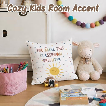 Boho Classroom Decor Throw Pillow Cover 18x18 - color: Brigther