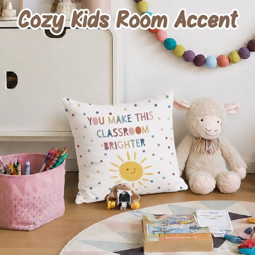 Boho Classroom Decor Throw Pillow Cover 18x18 - color: Brigther