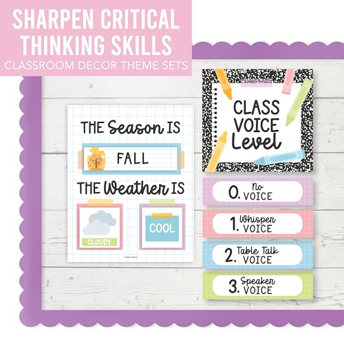 Classroom Calendar Set Bulletin Board Decorations, 98pc School Calendar Set - color: Pastel Composition
