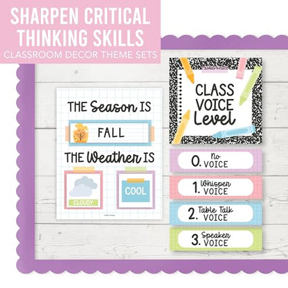 Classroom Calendar Set Bulletin Board Decorations, 98pc School Calendar Set - color: Pastel Composition