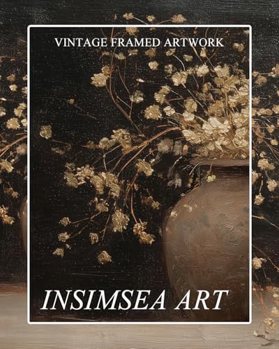 InSimSea Framed Canvas Wall Art, Dark Moody Still Life, 10" L x 8" W - color: Dark Flowers