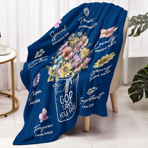 Christian Religious Gifts for Women, Navy Blue Christian Birthday Blanket - color: Navy Blue, size: 60"x50"