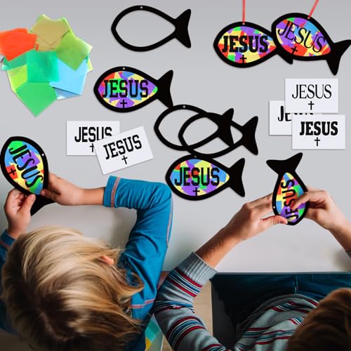Sinload 24 Sets Jesus Faith Fish Craft Kit, Christian Vbs Crafts - style: Fish