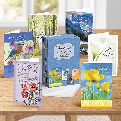 Faithfully Yours Designer Greetings Inspirational Boxed Card 50 Pack