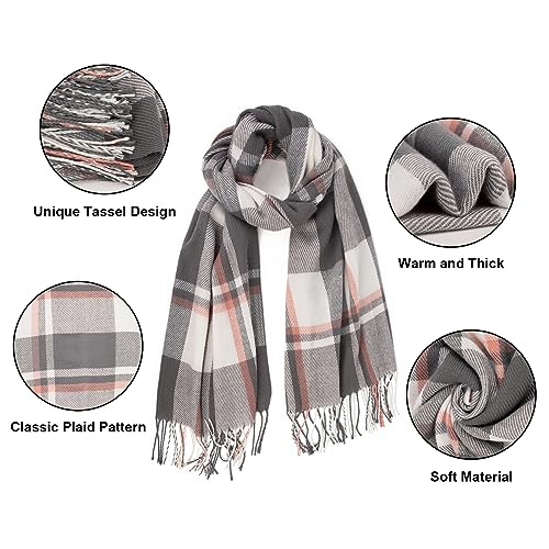 Loritta Winter Scarf for Women, Long Plaid Shawl Wraps Scarves Gifts - color: S-light Gray Beige Lattice