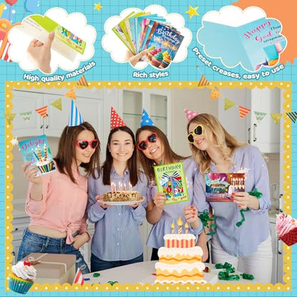 Motiskyy 120 Pack Religious Christian Birthday Cards Bulk with Scripture Bible Verse 4.5 x 6.2 Inch Assorted Christian Blessings Greeting Cards for Birthday with Envelopes and Stickers (Bright Style) - style: Bright Style