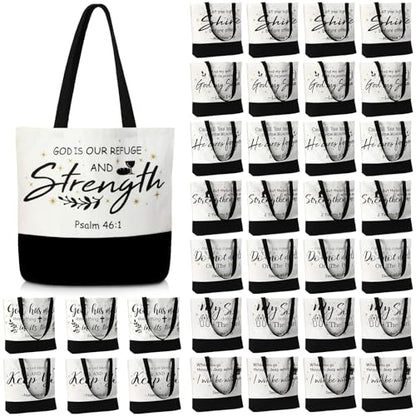 40 Pcs Christian Canvas Tote Bible Bag for Women - style: Classic