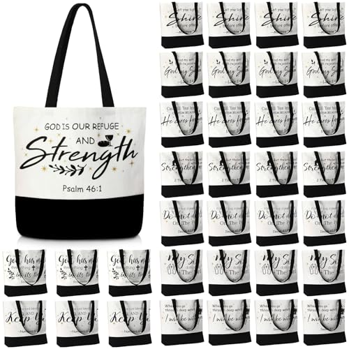 40 Pcs Christian Canvas Tote Bible Bag for Women - style: Classic